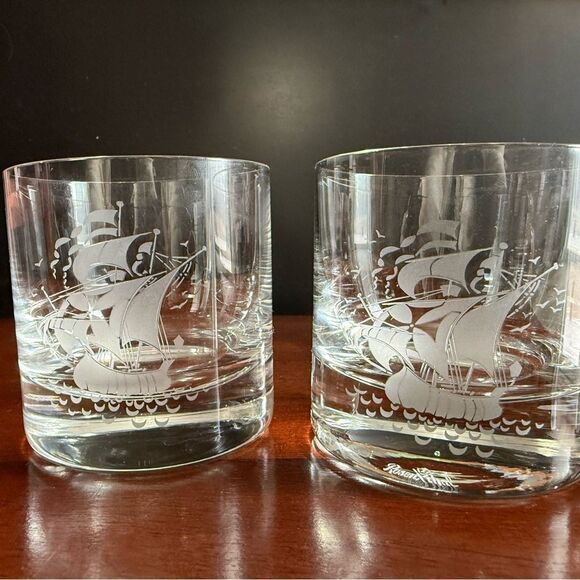 Rosenthal Etched Crystal Whiskey Glasses Set of Two - Picture 1 of 3